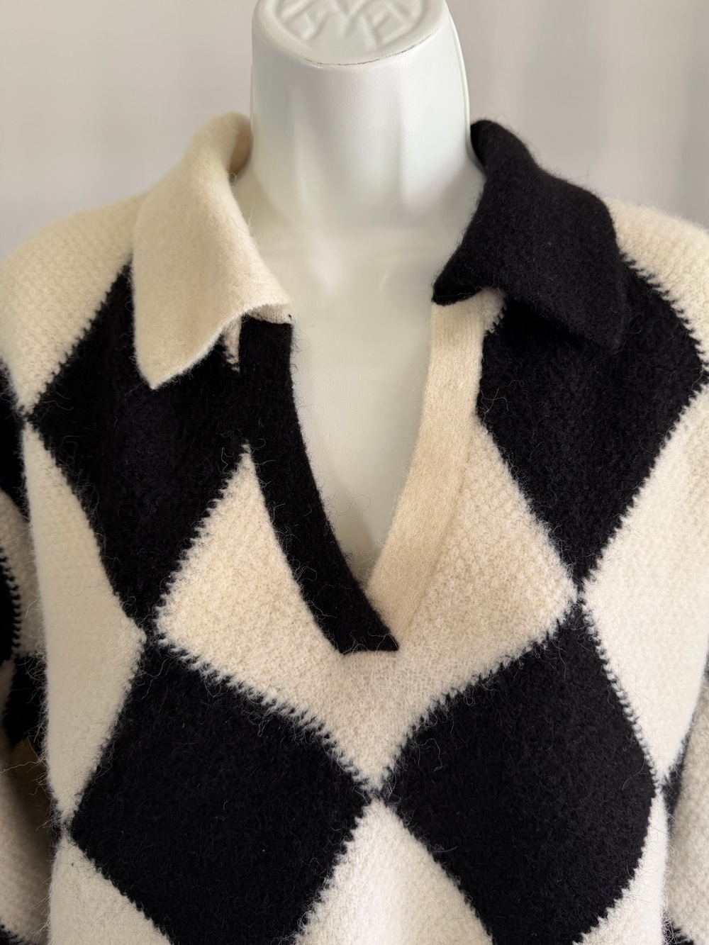 & Other Stories Checkered Jacquard Wool/Alpaca Blend Knit Sweater Size Medium - Picture 5 of 14